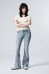 Stone Blue - Light Blue - Flame Low Rise Slim Flared Leg Jeans - 0