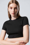 Black - Close Fitted Rib T-Shirt - 1