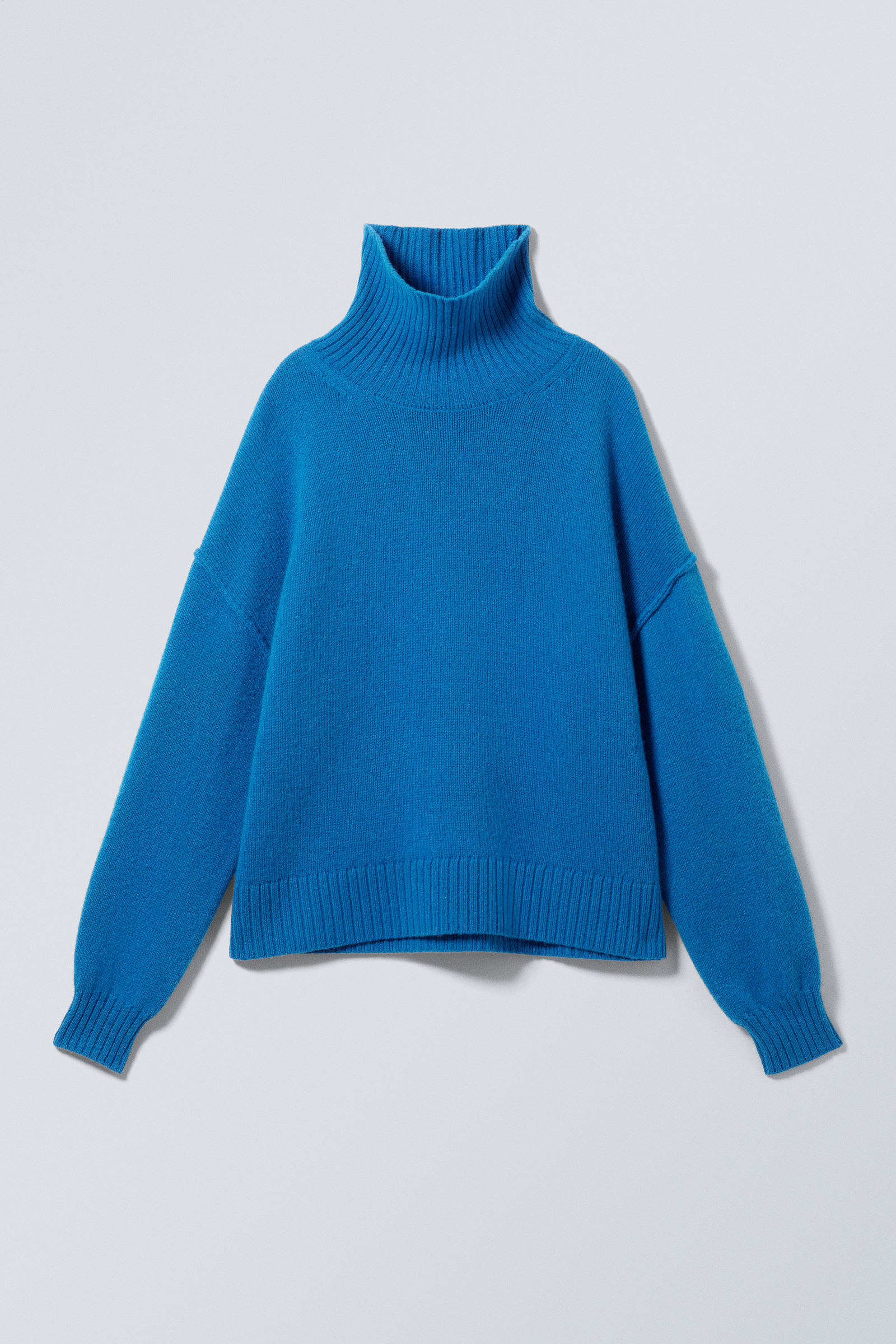 Bright Blue - Wool Turtleneck Sweater - 2