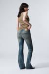 Gasoline Blue - Medium Blue - Flame Low Rise Slim Flared Leg Jeans - 4