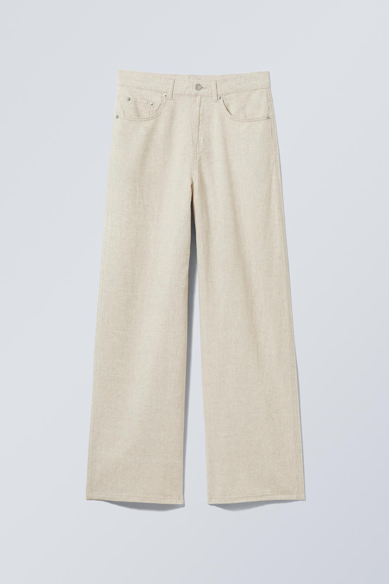 astro baggy linen blend trousers - Ecru | Weekday GB