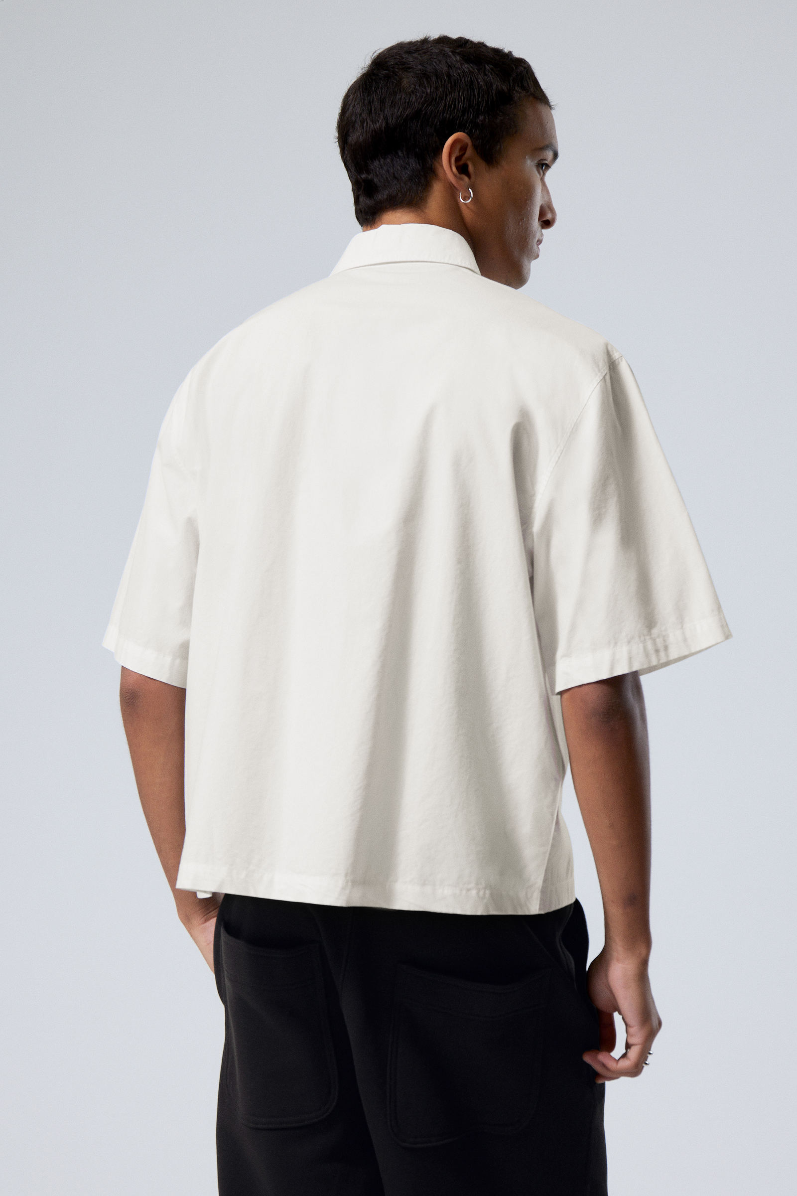 #FFFFFF - Cropped Short Sleeve Shirt - 2