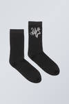 Black - Cotton Rhinestone Socks - 0