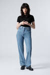 90s Blue - Medium Blue - Rowe Super High Waisted Regular Straight Leg Jeans - 0