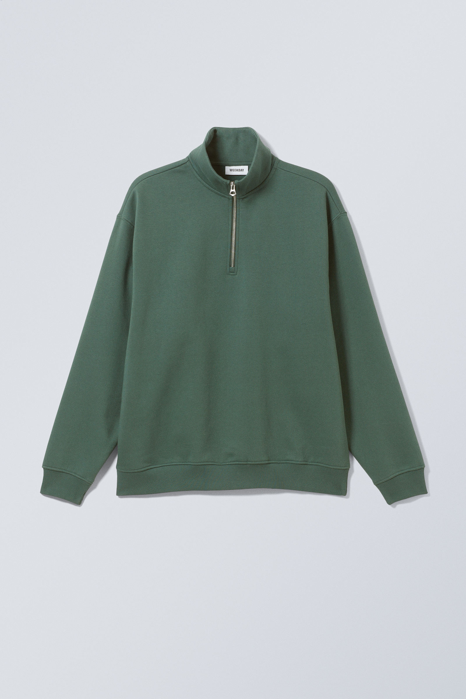 relaxed heavy half zip sweater - Dark Green | Weekday EU