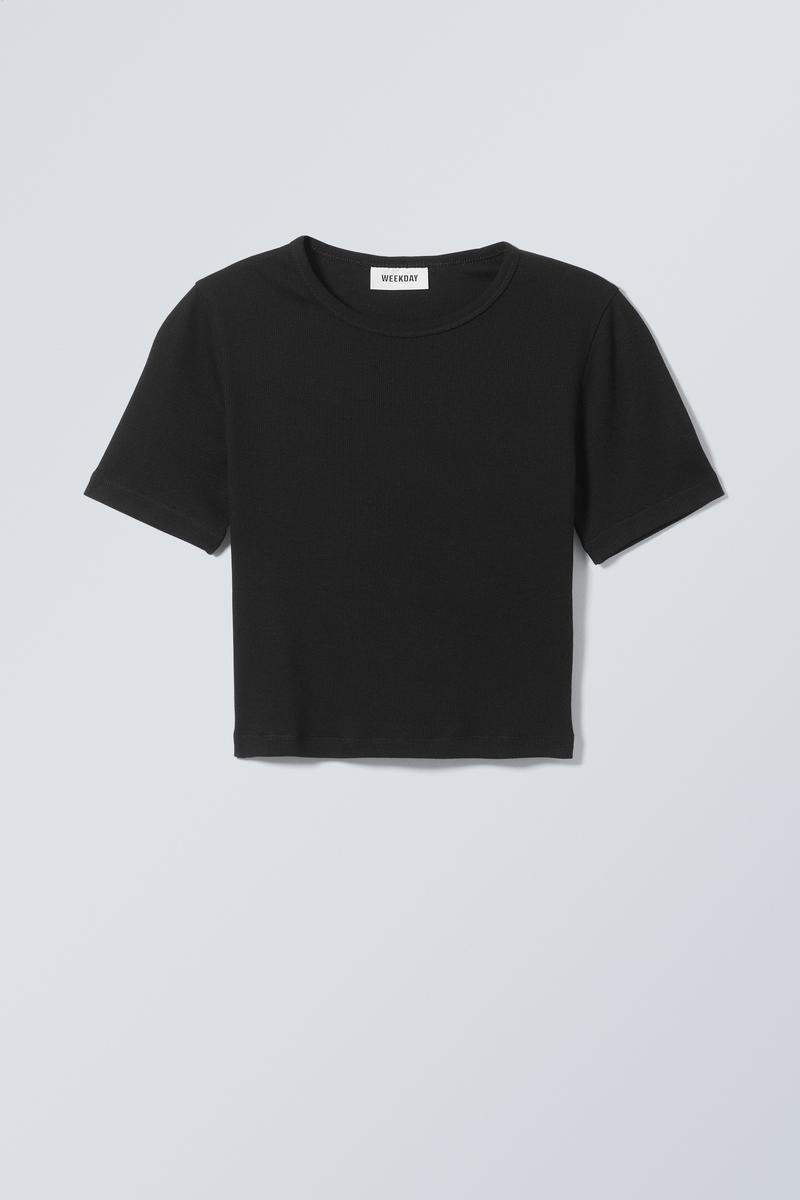 mini rib crop top - Black | Weekday WW