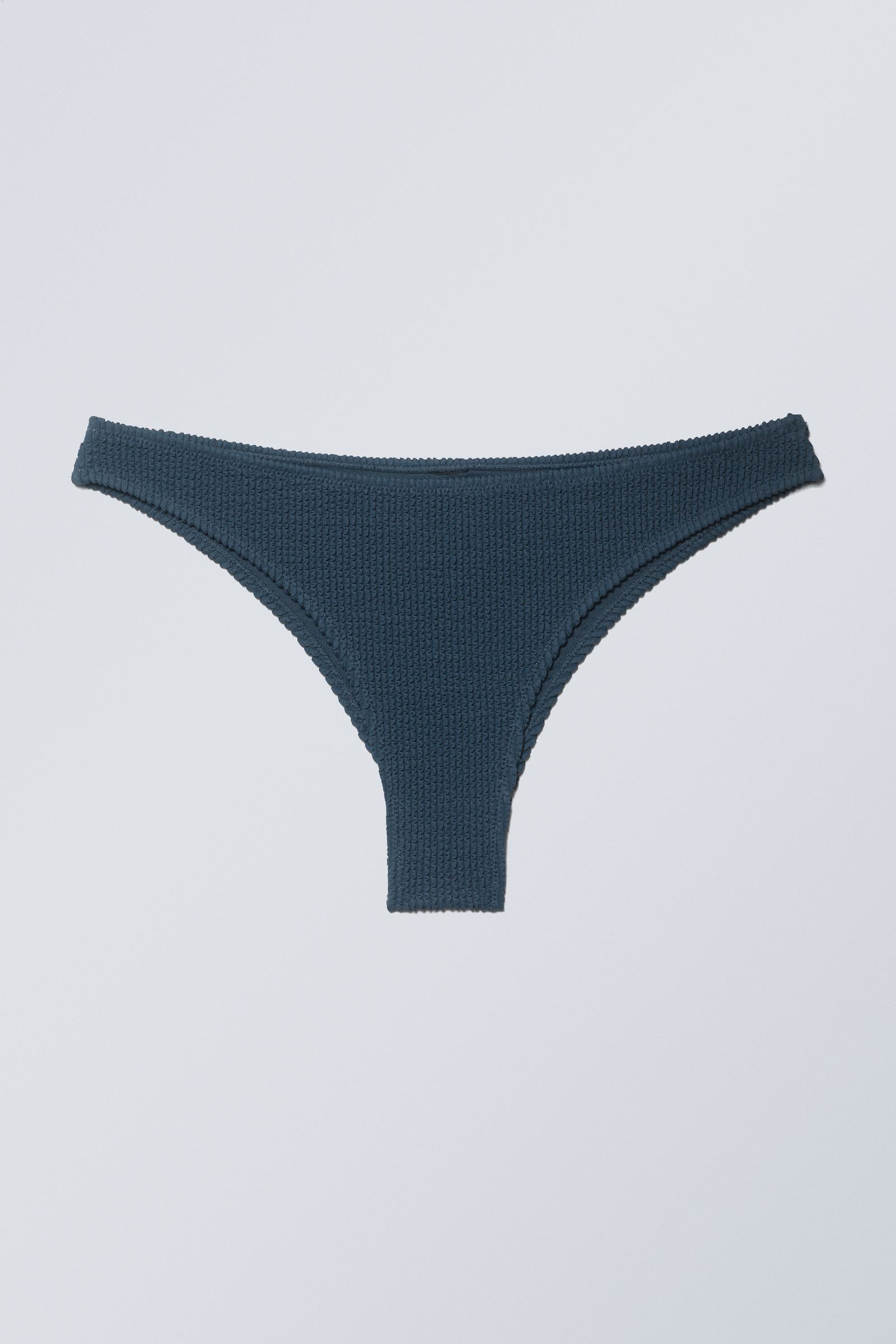 Navy - Textured Brazilian Bikini Bottoms - 0