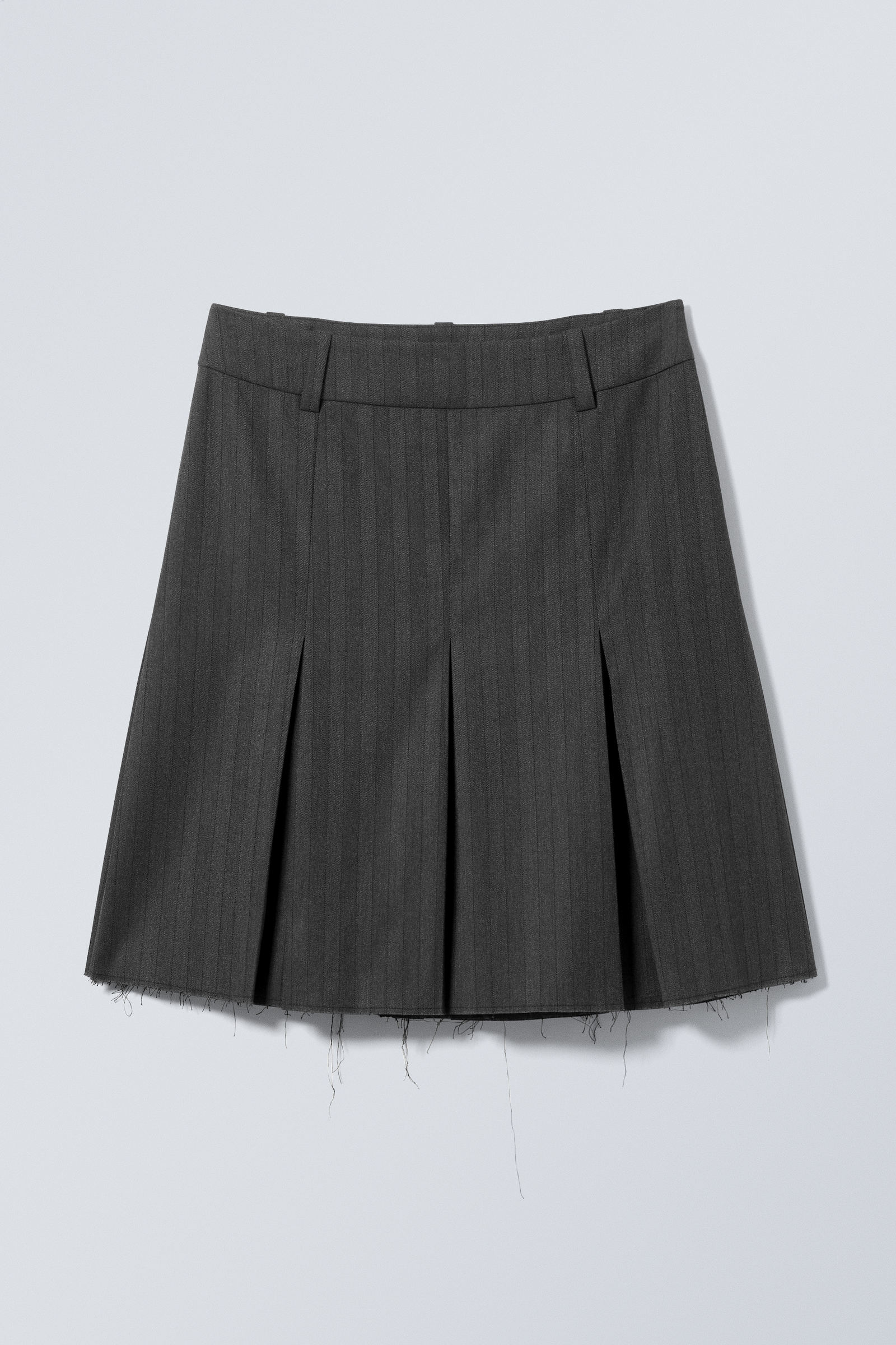 pleated midi suiting skirt Dark Grey Pinstripe Weekday WW