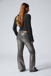 Metal Grey - Nova Foil Low Slim Bootcut Jeans - 3