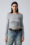 Grey Melange - Lolo Off Shoulder Sweater - 0