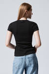 Black - Close Fitted Rib T-Shirt - 3