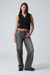 Ash Black - Black - Ample Low Rise Loose Wide Leg Jeans - 0