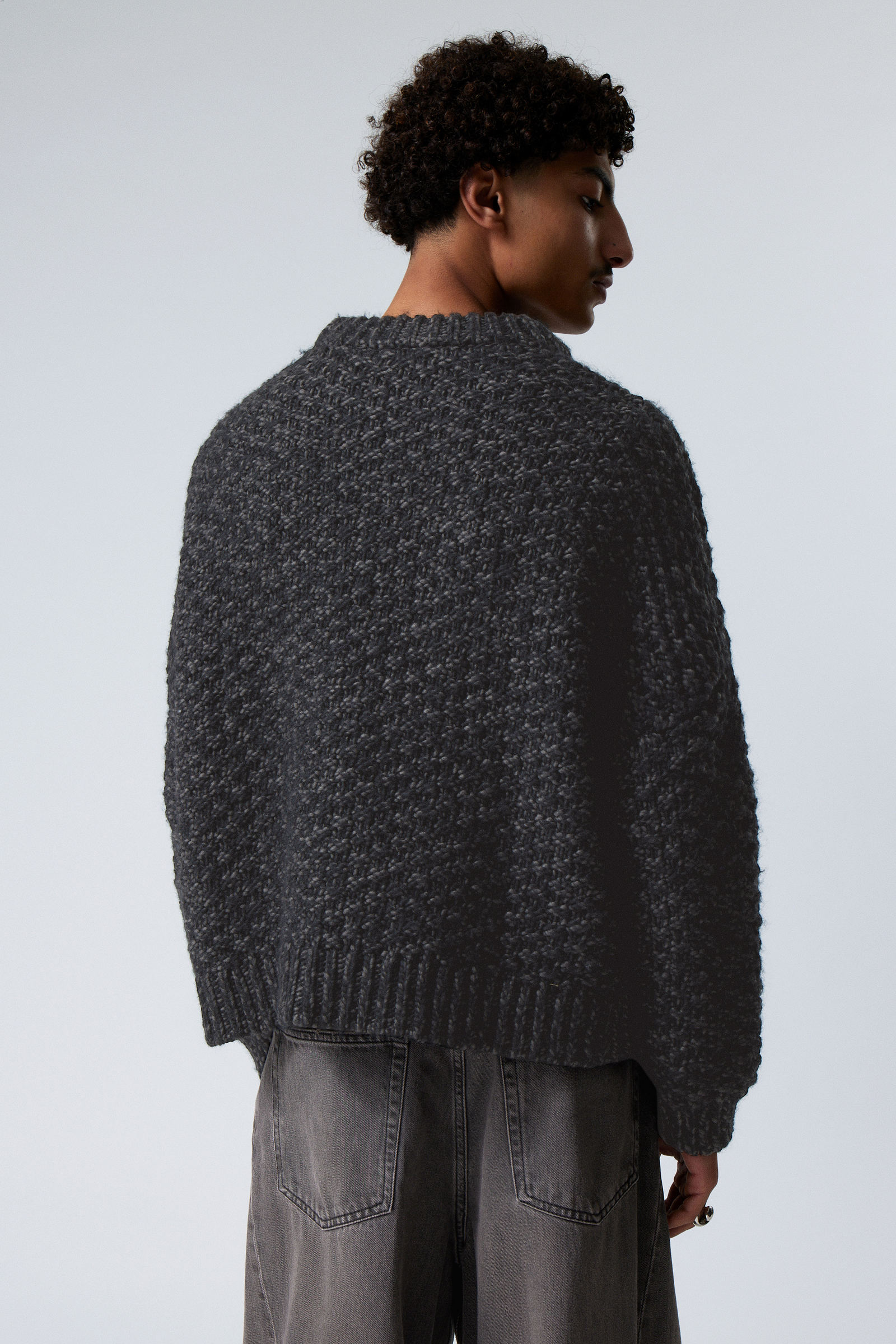 Black - Oversized Wool Blend Sweater - 2