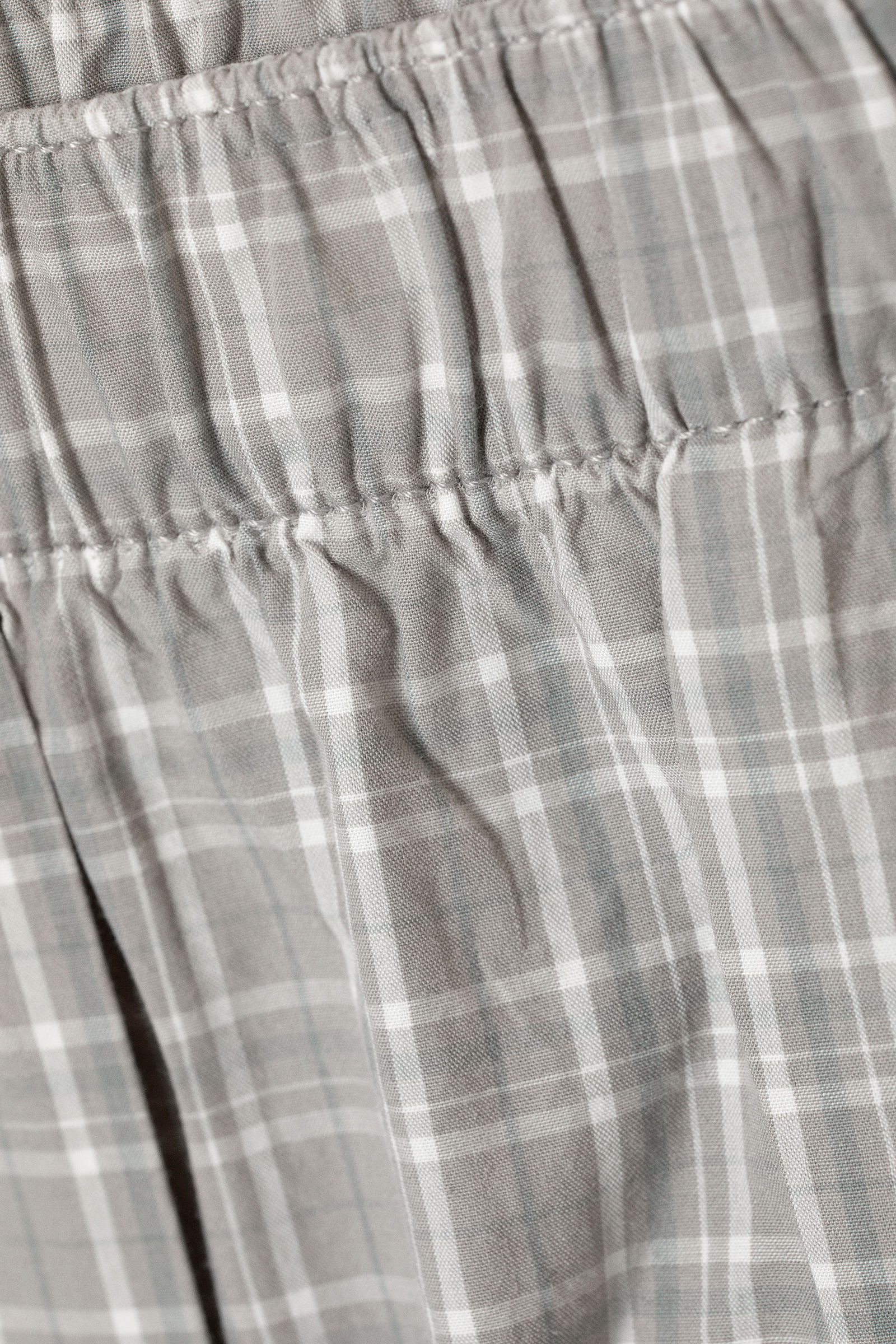 Light Grey Check - Relaxed Boxer Cotton Shorts - 1