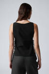 Black - Sleeveless Boat-Neck Tie Top - 2