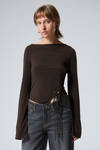 Dark Brown - Side Tie Top - 0