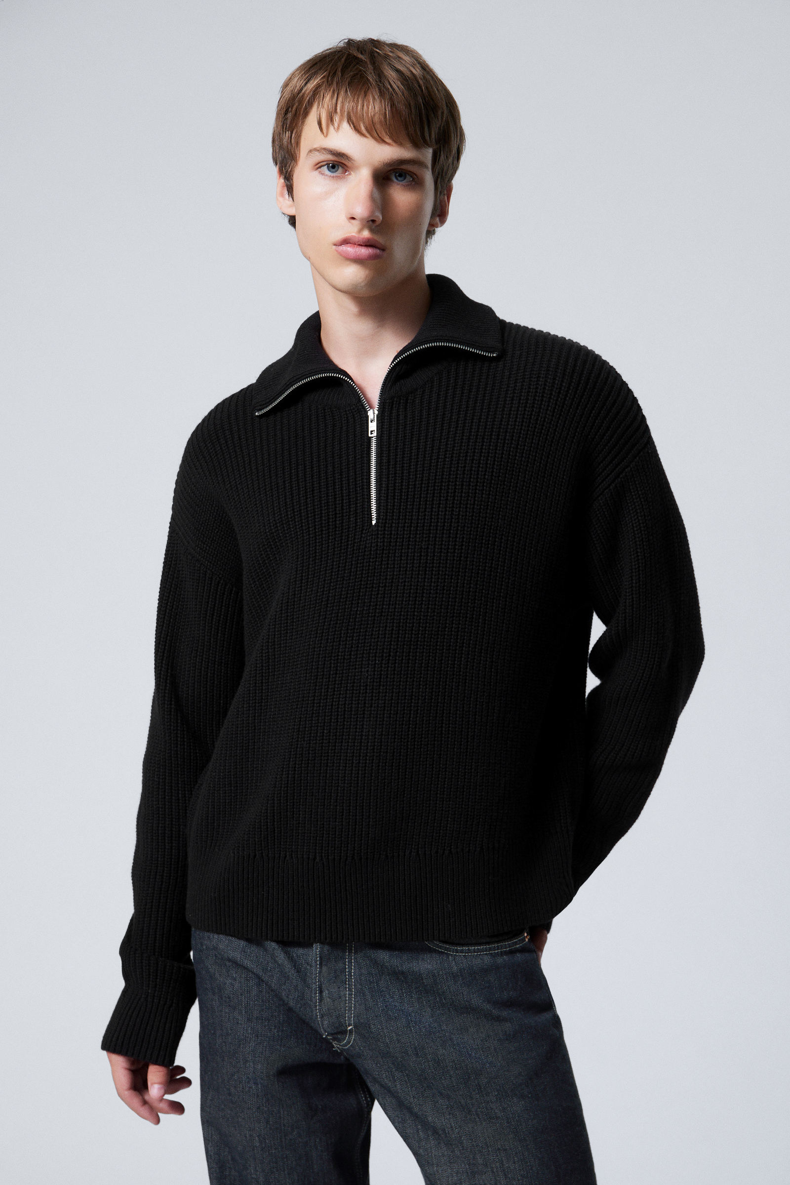 Black half sleeve sweater best sale