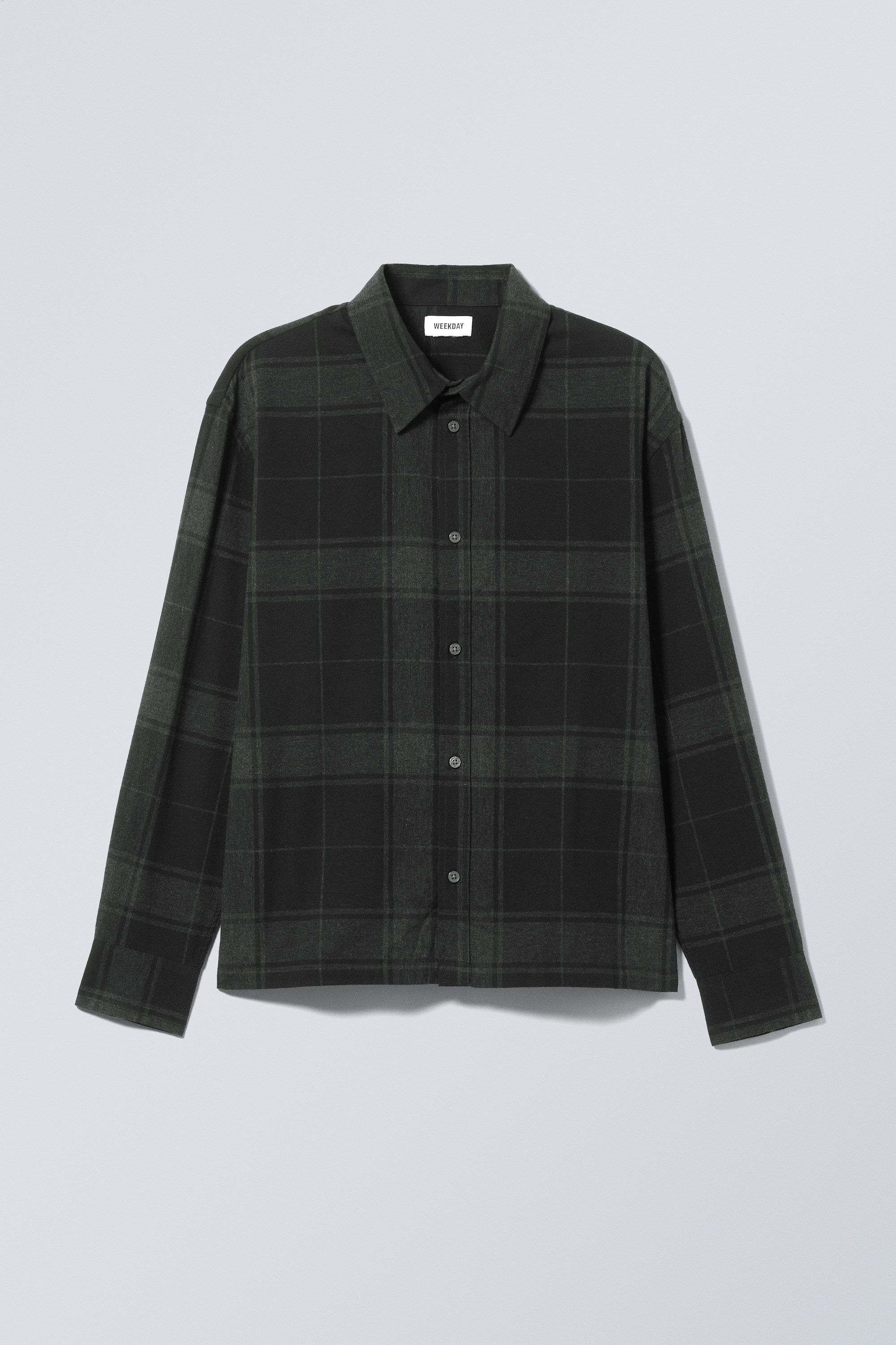 oversized boxy checked flannel shirt - Black | Weekday WW