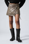 Metallic Mole - Low Metallic Mini Wrap Skirt - 1