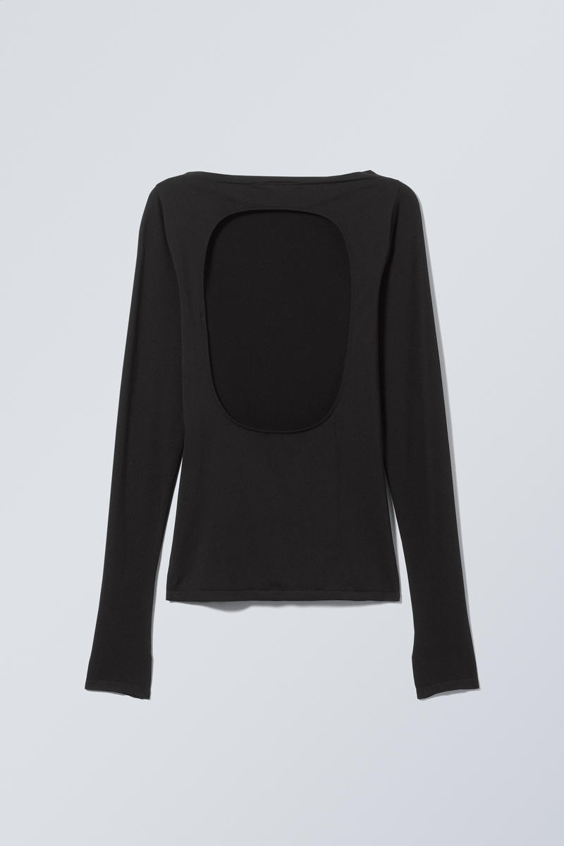 open back seamless longsleeve top - Black | Weekday WW