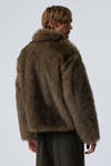 Dark Brown - Faux Fur Jacket - 4