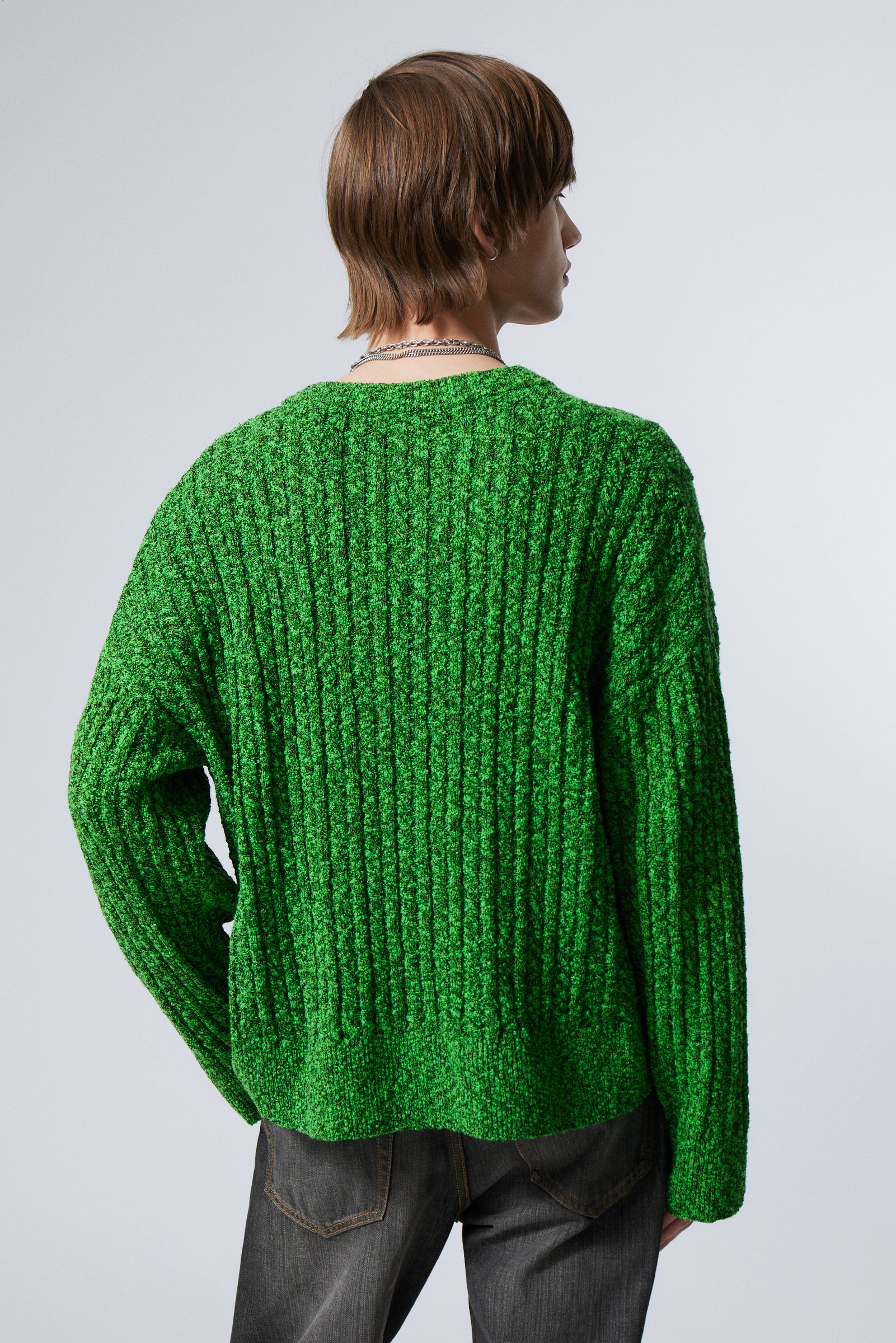 #57BE5A - Dean Oversized Knitted V-neck Sweater - 2