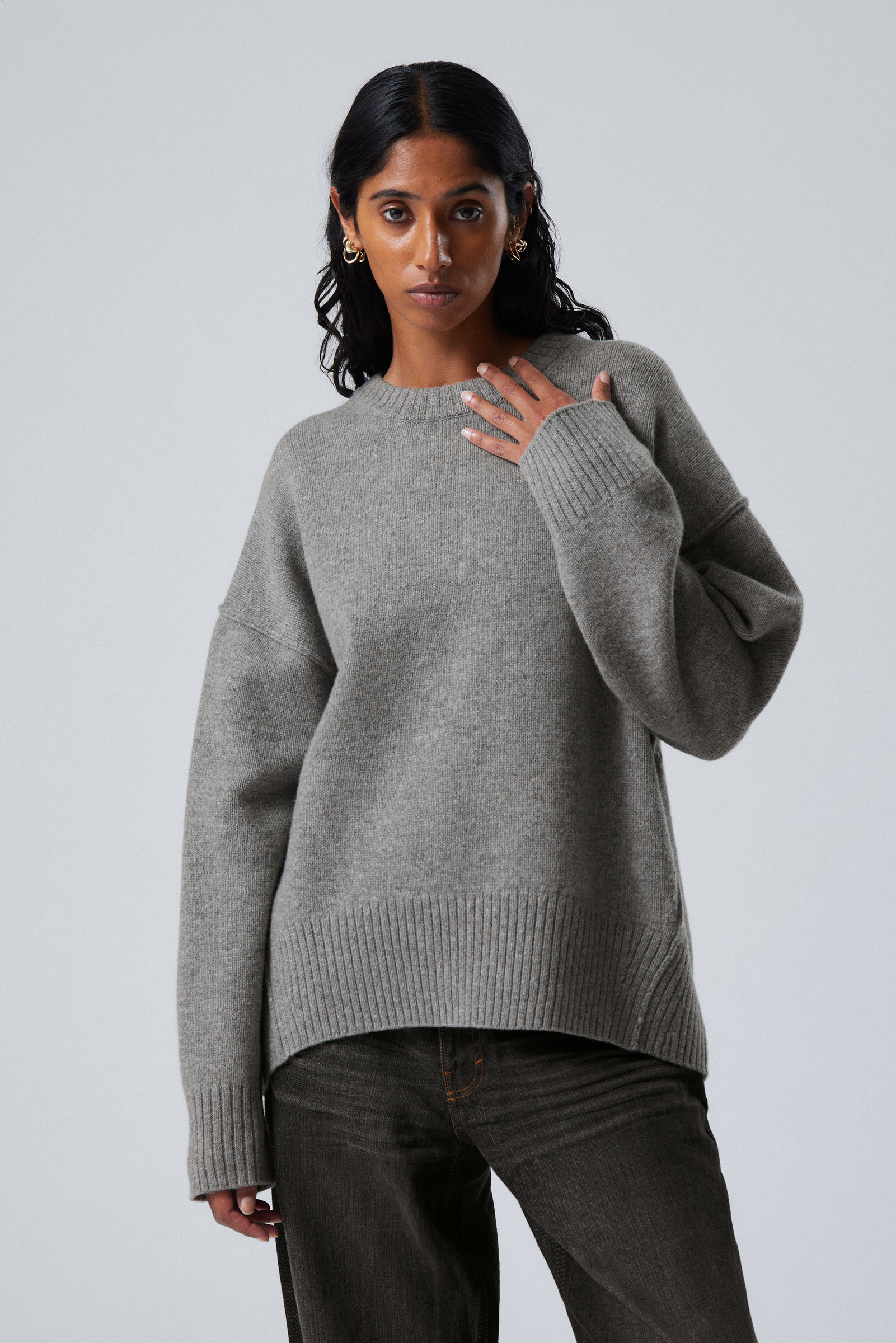 Gray wool sweater hotsell