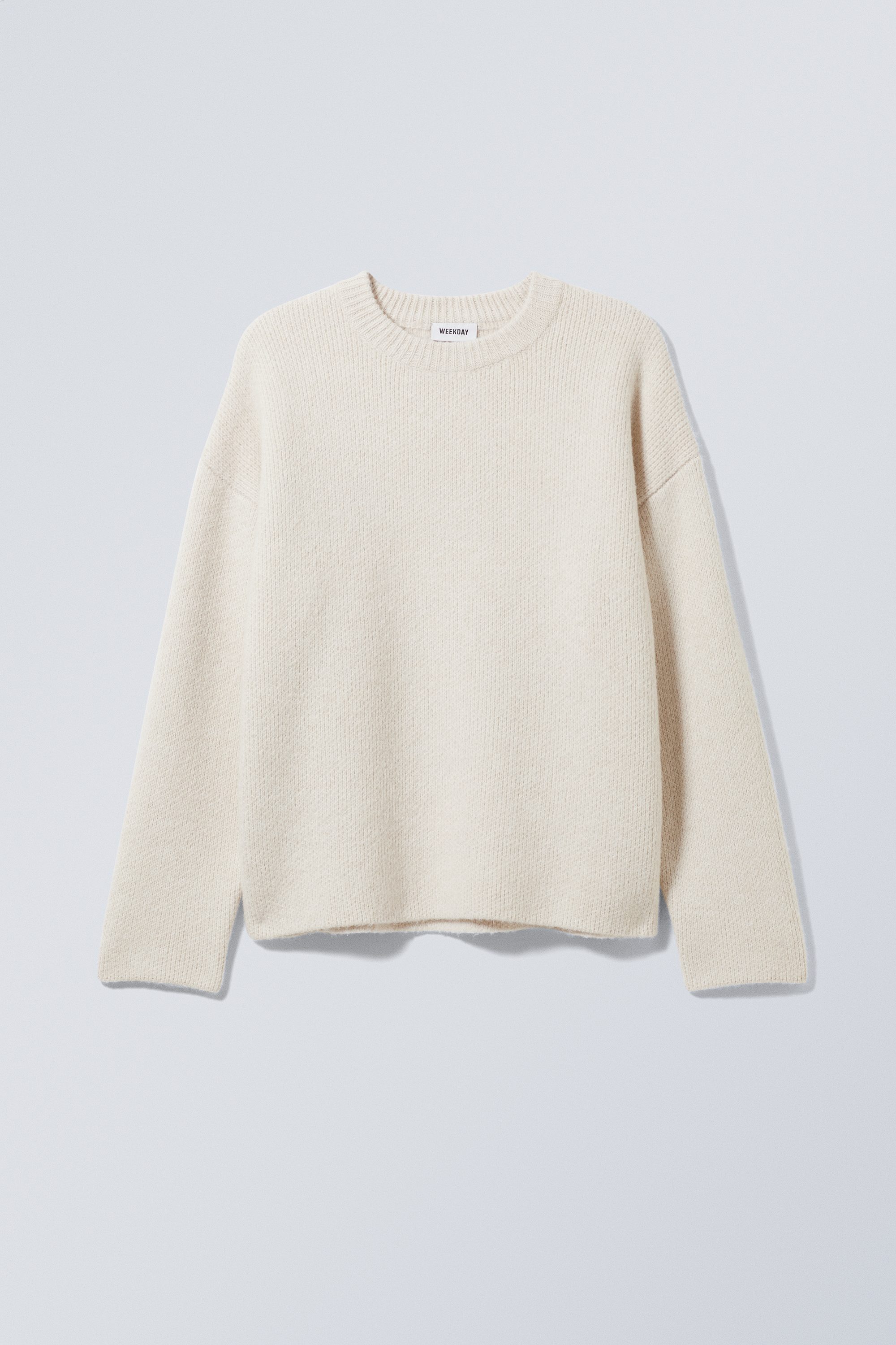 teo oversized wool blend knit sweater - Ecru | Weekday EU