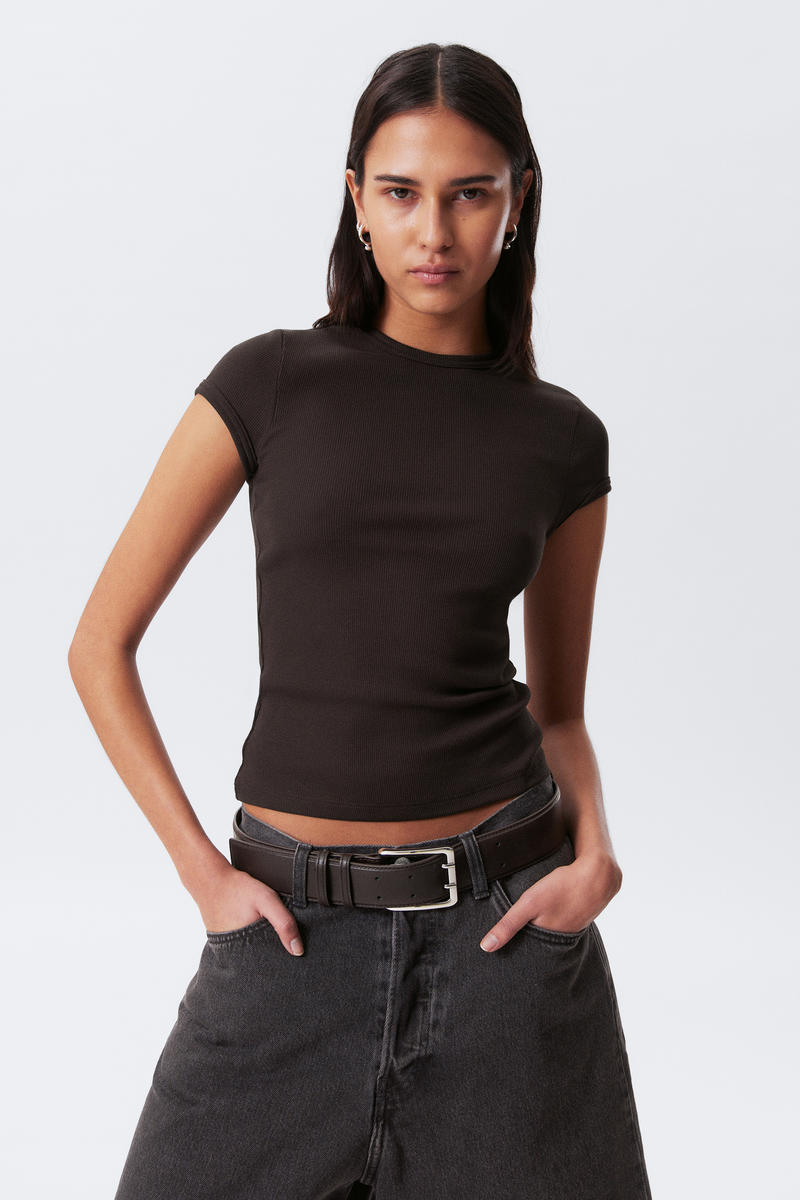 Weekday Slim Fit Ribbed Cotton T-shirt