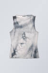 White & Blue - Annie Boat-Neck Printed Sleeveless Top - 2