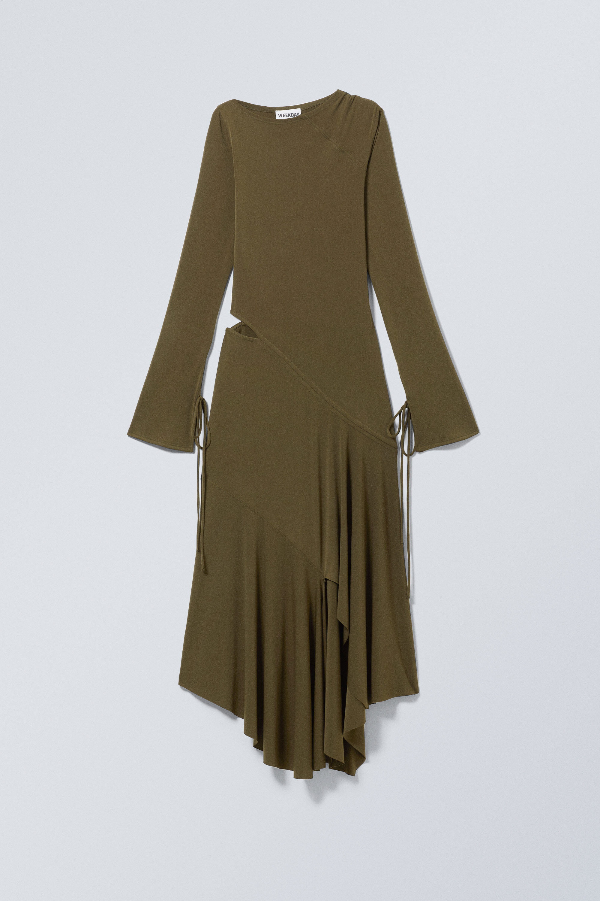 Robe drapée asymétrique à manches longues