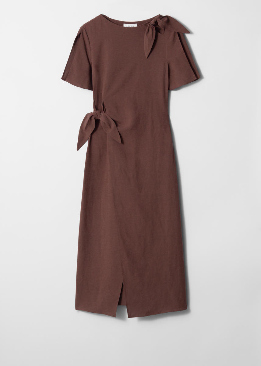 & Other Stories Knot-detail Midi Dress In Brown