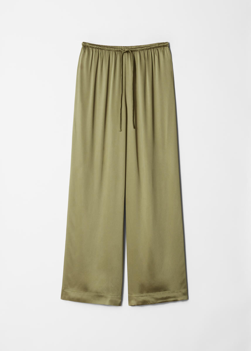 & Other Stories Drawstring Satin Trousers In Yellow