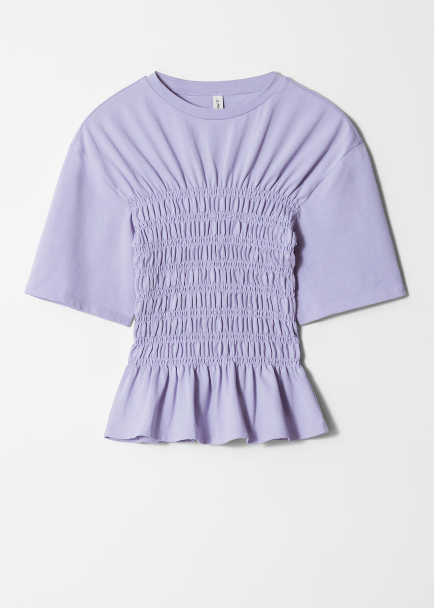 & Other Stories Smocked Crewneck Top In Purple