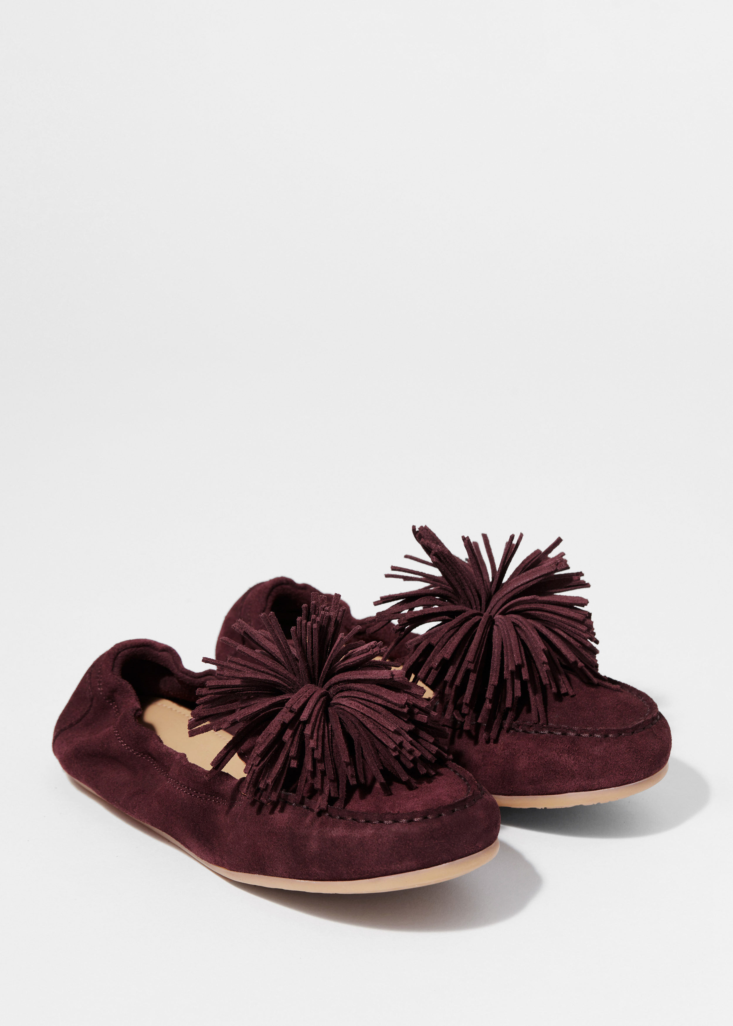 Pompom Suede Loafers
