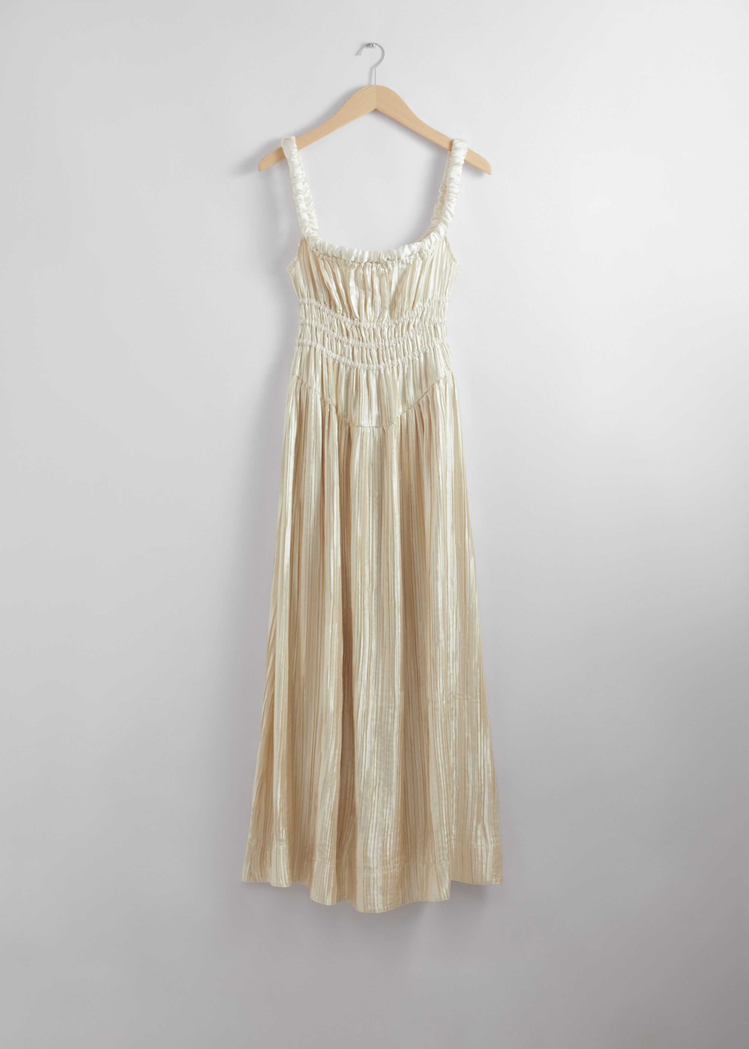 & Other Stories Shirred Satin Midi Dress | King's Cross