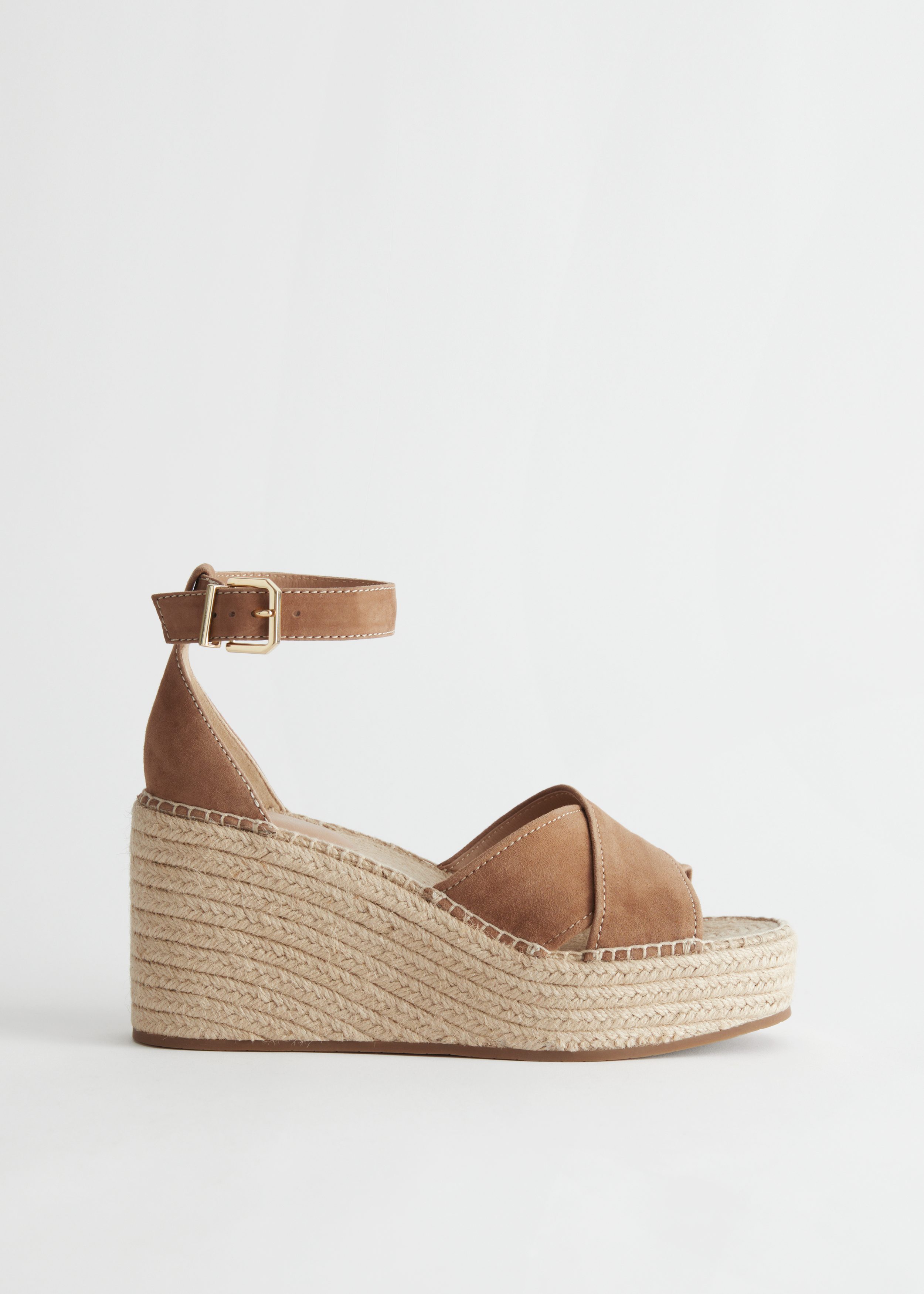 Brown espadrille sandal wedges