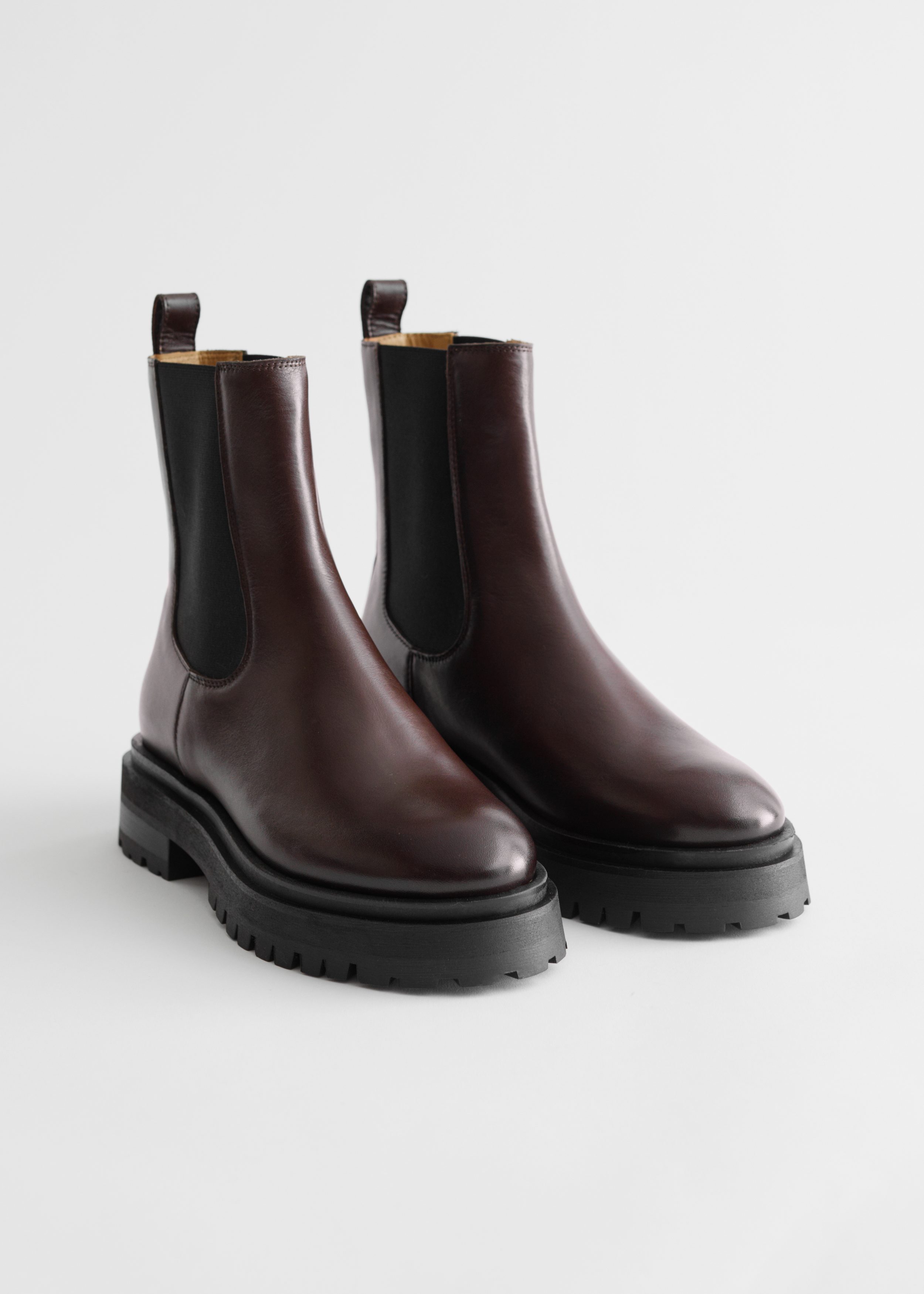 Chunky Leather Chelsea Boots Dark Brown Other Stories BE