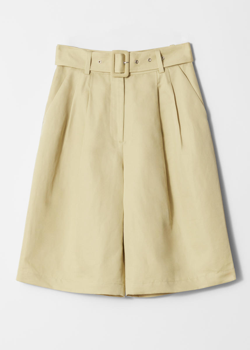 & Other Stories Pleated Bermuda Shorts In Yellow