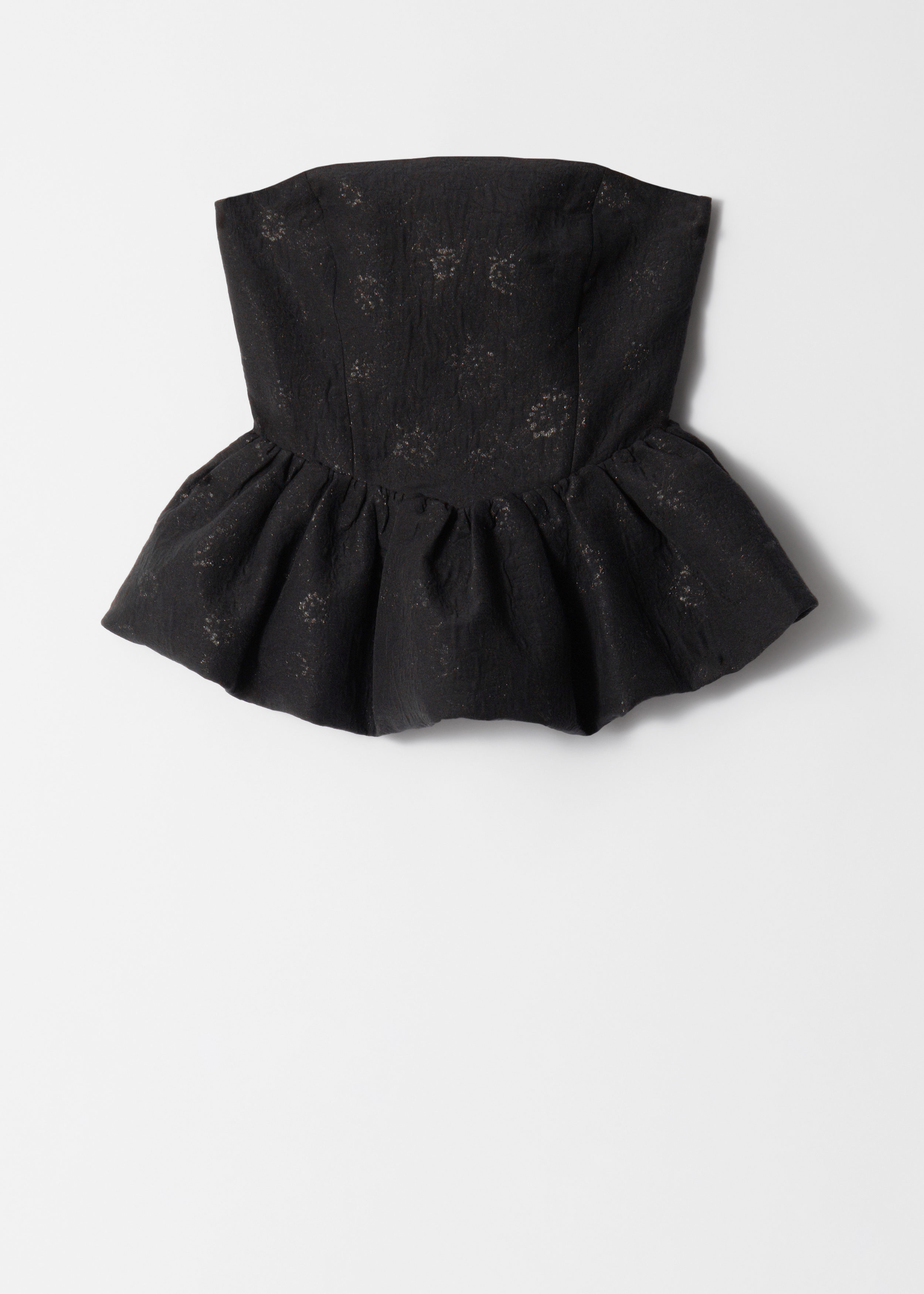 Bandeau Peplum Jacquard Top - Black - & Other Stories BE