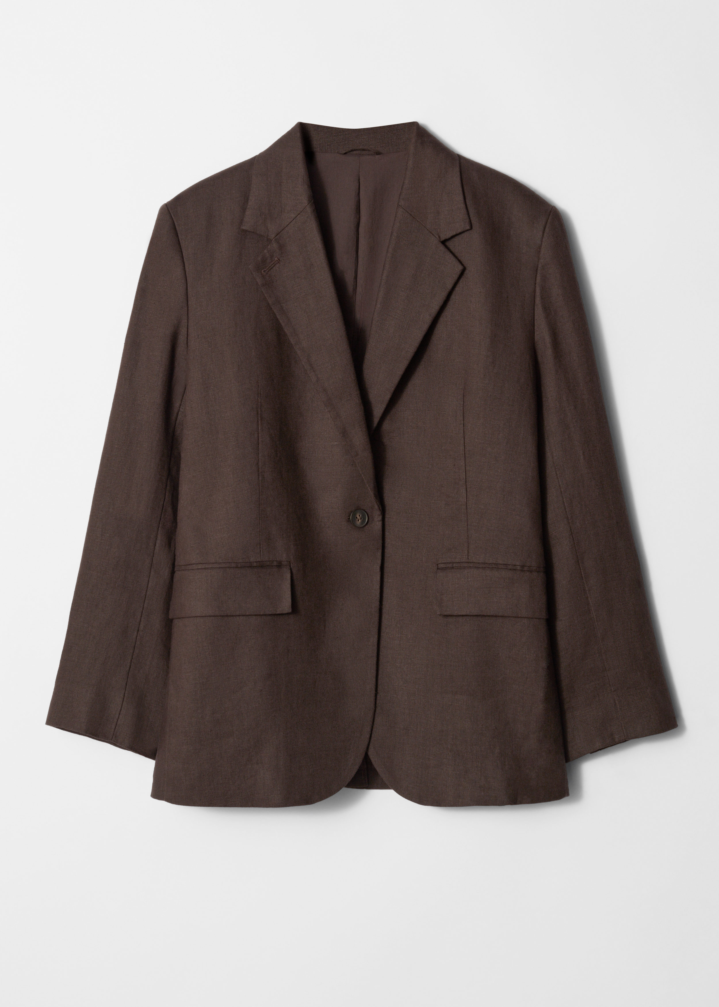 Single-Breasted Linen Blazer Dark Brown Other Stories US