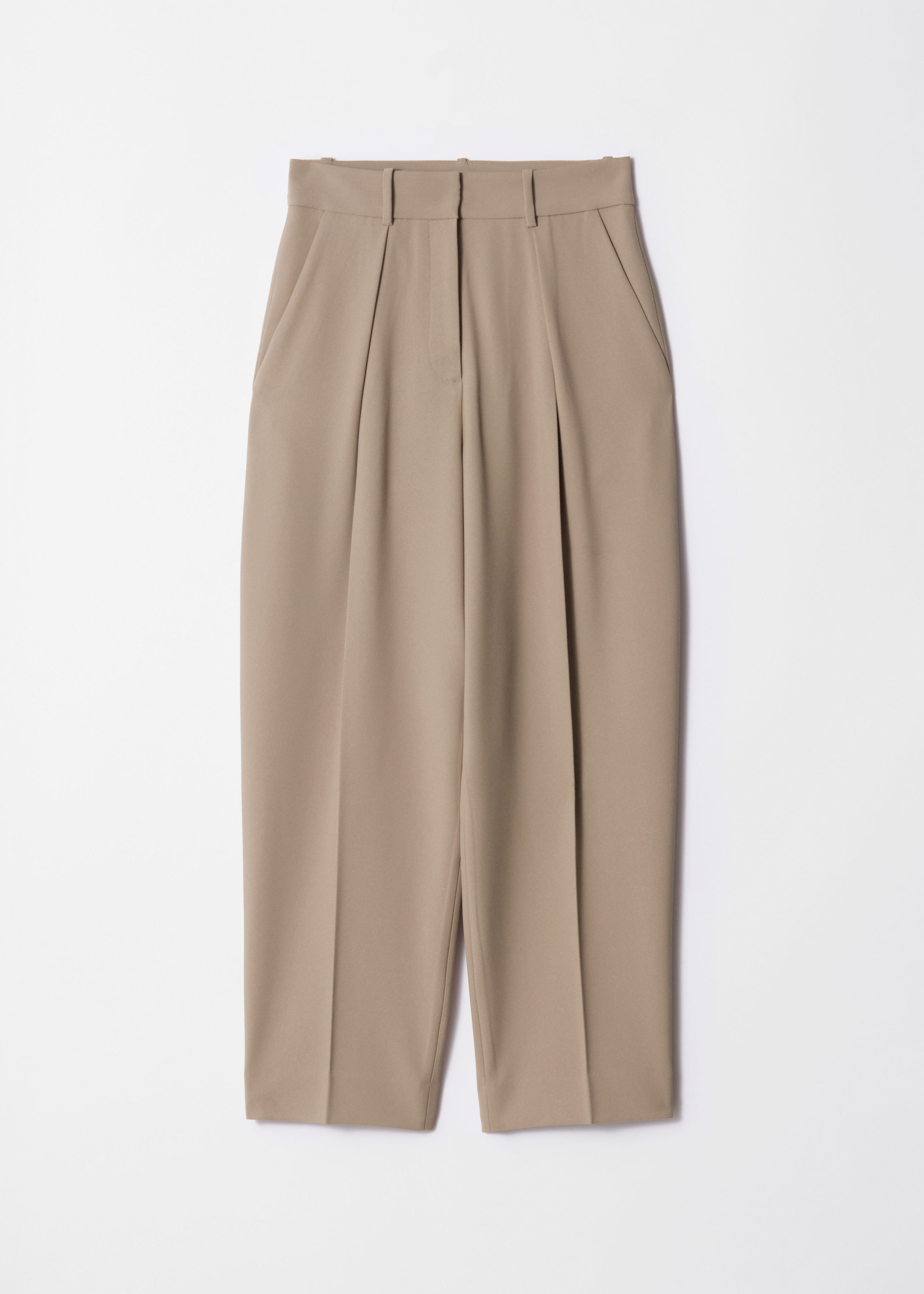 Beige Smart Tailored Tappered Fit Premium Trousers
