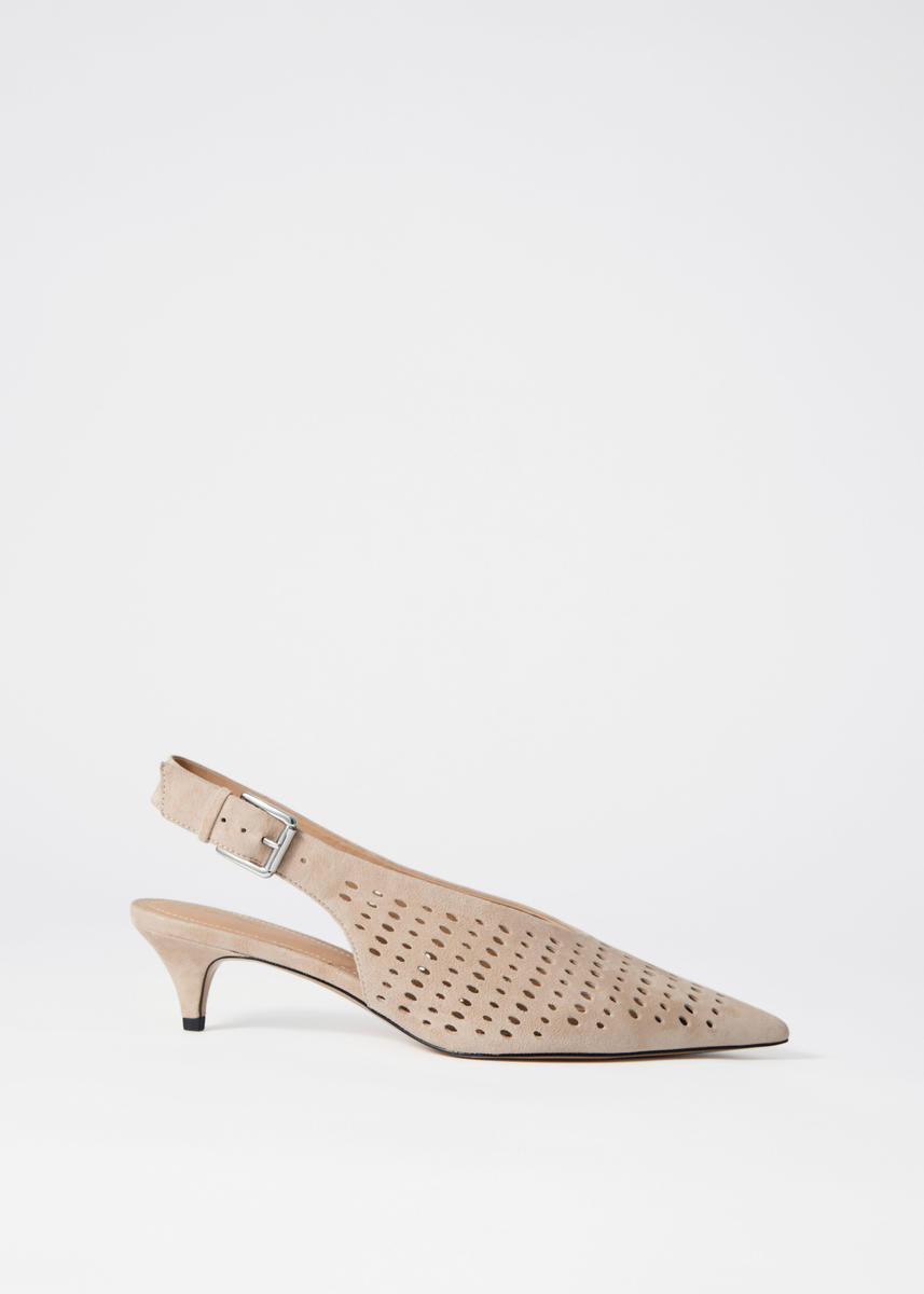 Shop & Other Stories Leather Slingback Kitten Heels In Beige