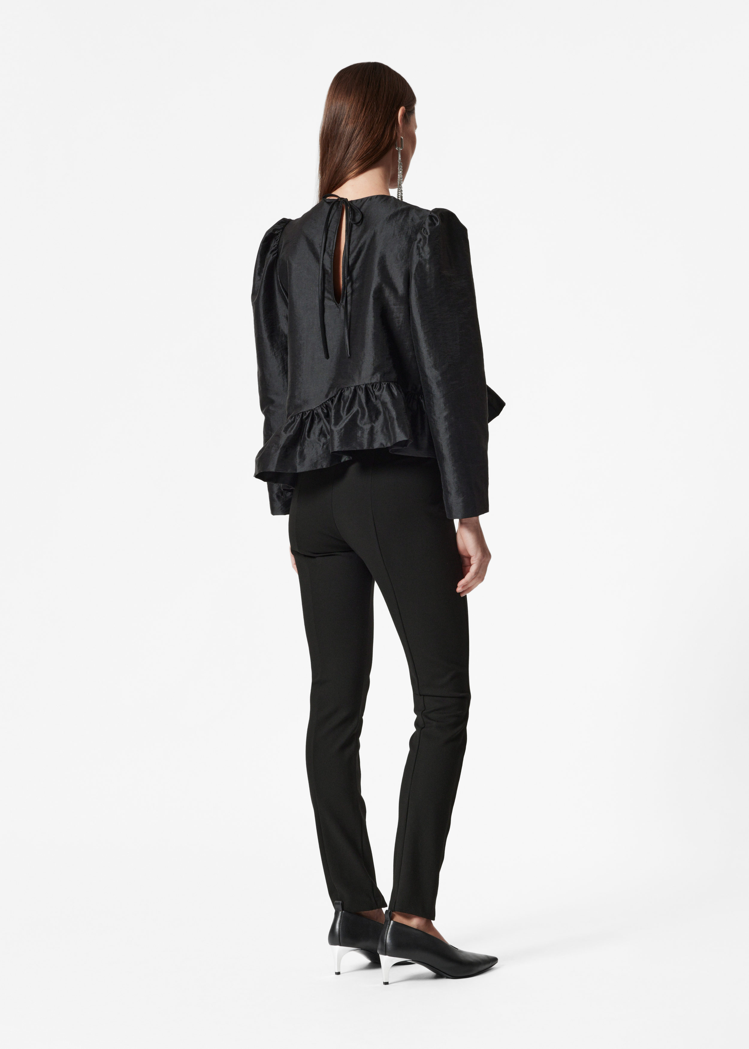 Asymmetric Ruffle-Peplum Blouse - Black - & Other Stories AD