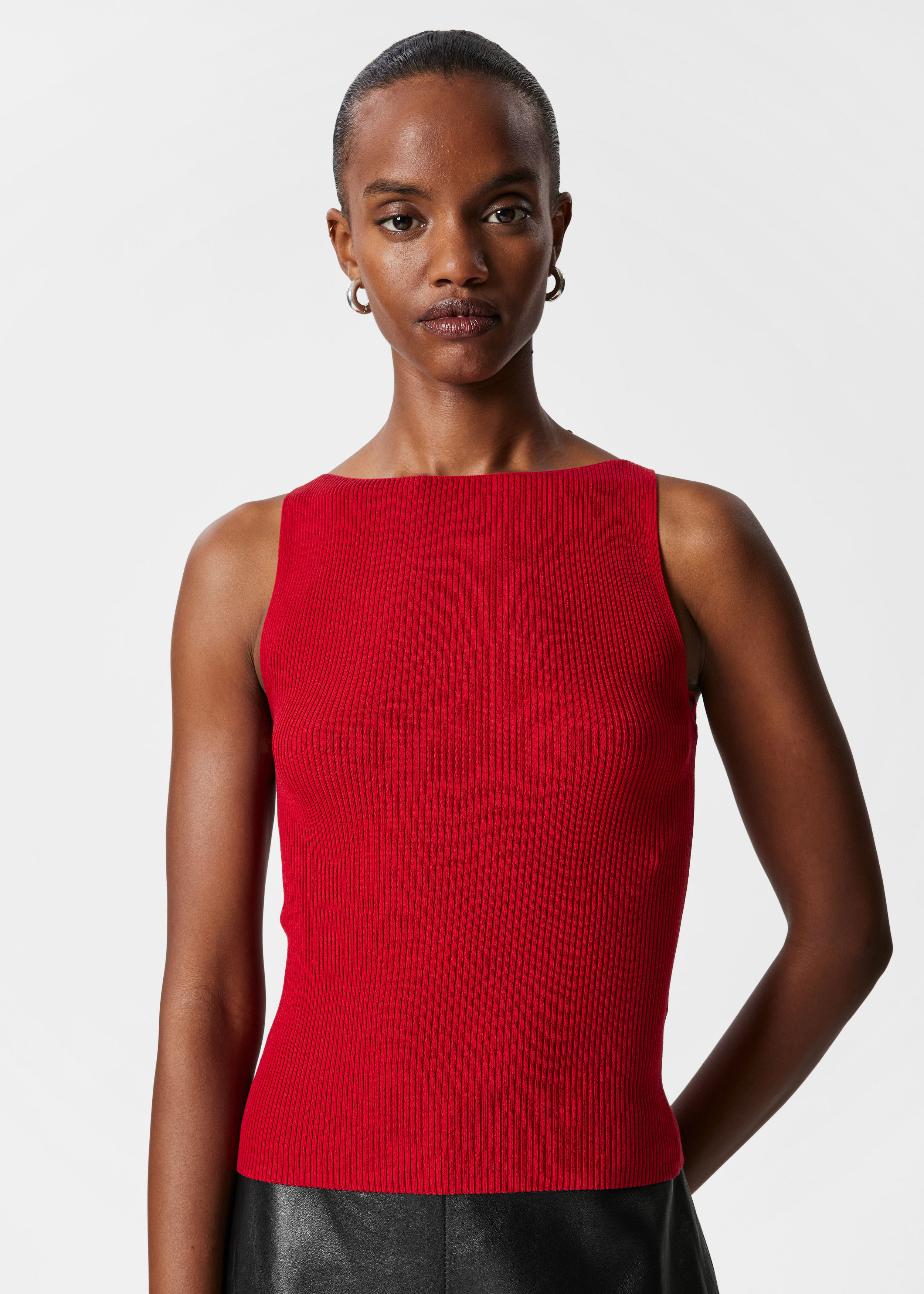 新品タグつき 試着のみ】SWITCH RIB TANK TOP RED トップス