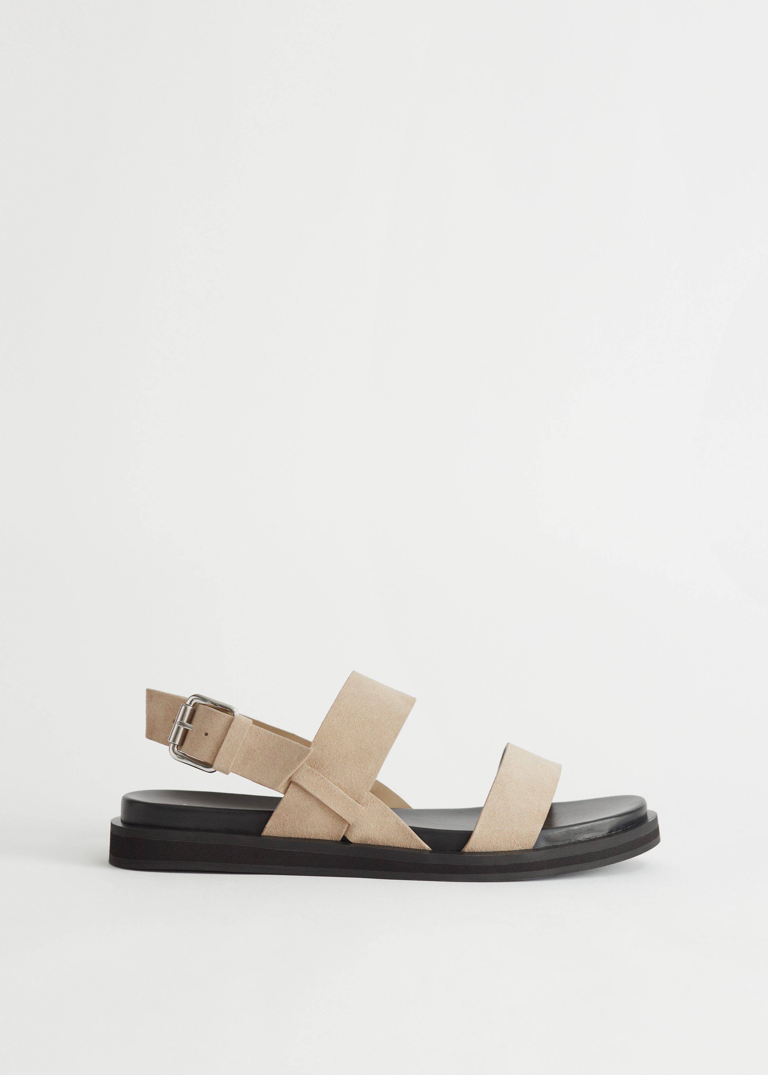 Diagonal Slingback Leather Sandals Beige Other Stories BE