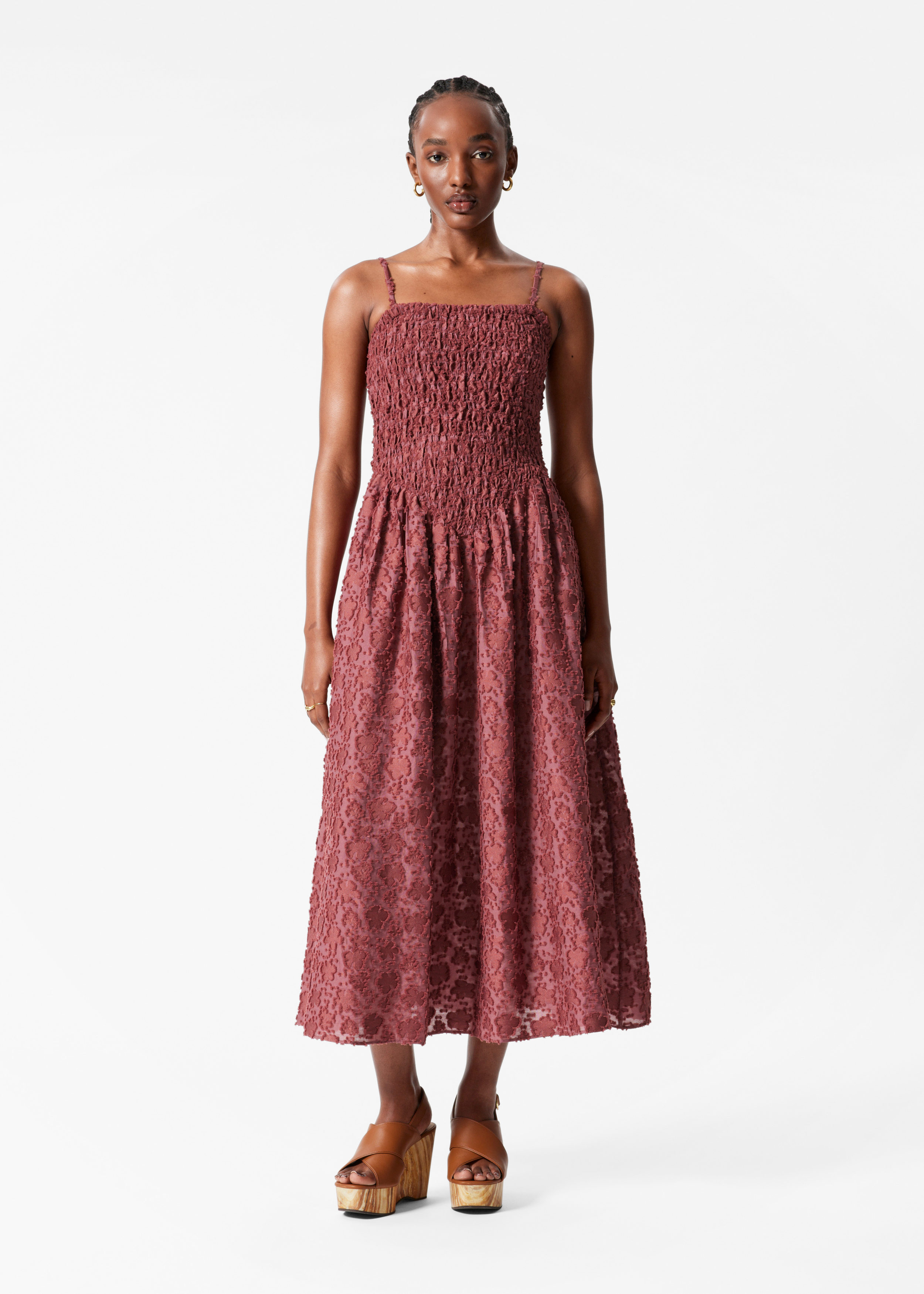 Robe longue à smocks