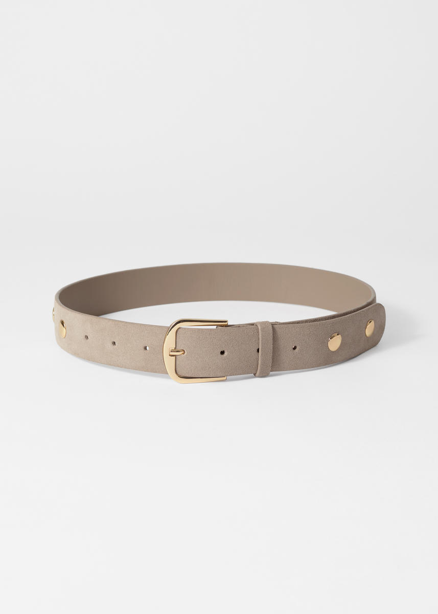& Other Stories Studded Suede Belt In Beige