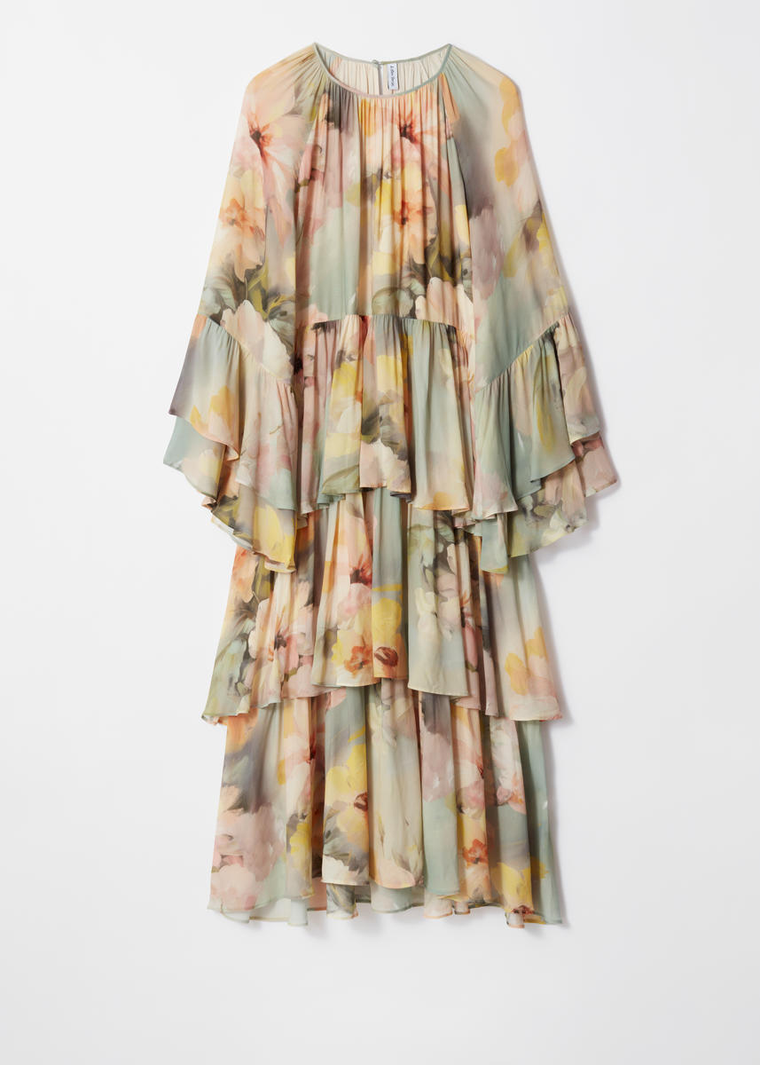 & Other Stories Flounced Maxi Dress In Beige