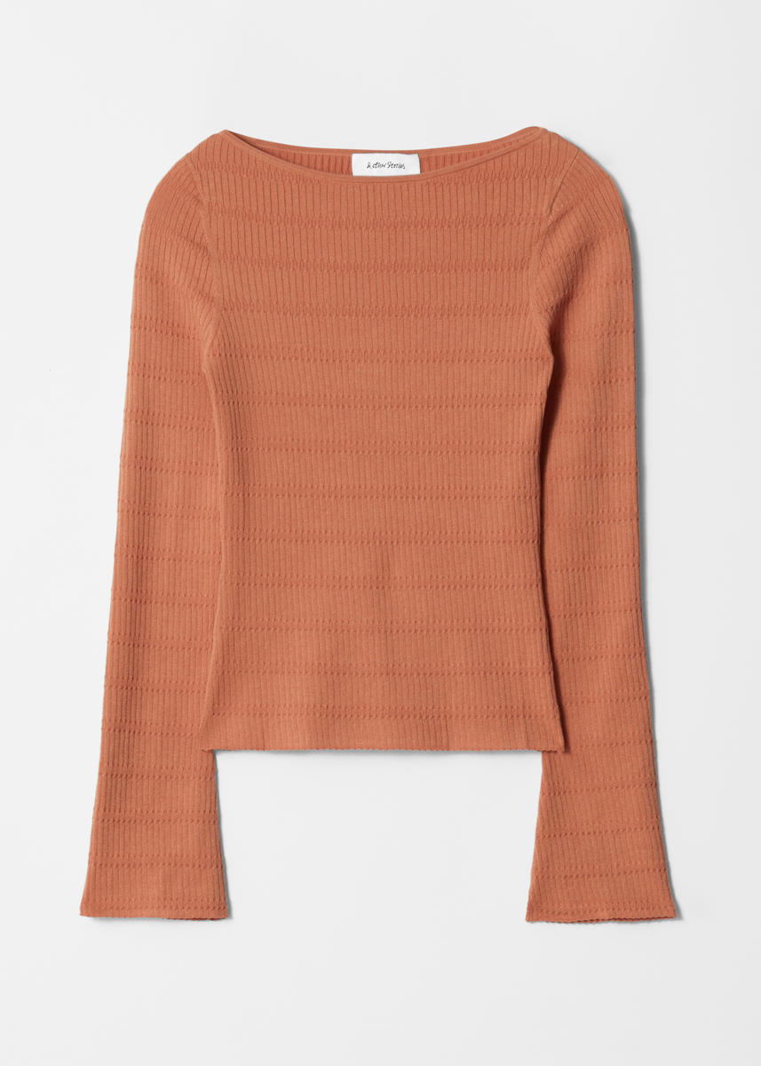 & Other Stories Knitted Boat-neck Top In Orange